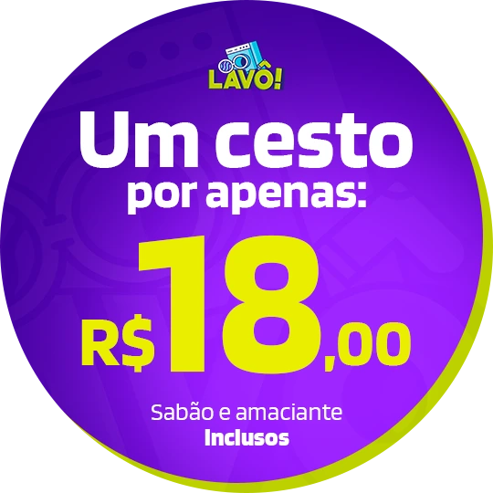 Um cesto por apenas R$ 18,00 — sabão e amaciante inclusos
