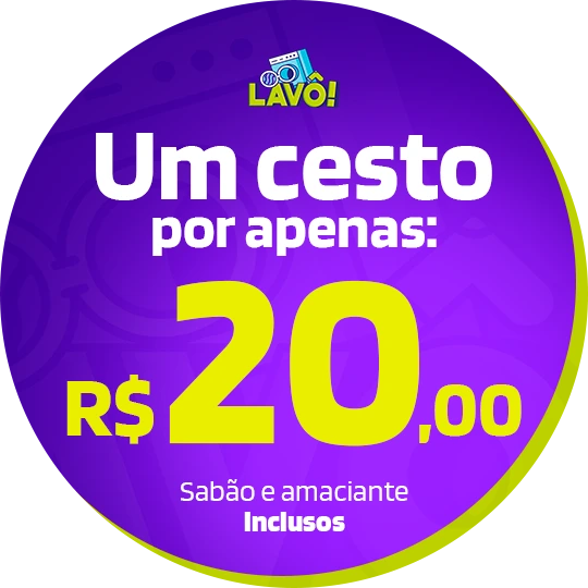 Um cesto por apenas R$ 20,00 — sabão e amaciante inclusos